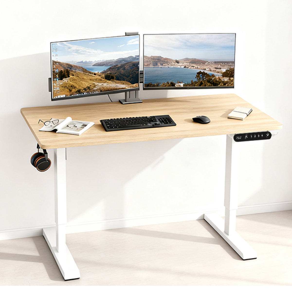 48" Electric Standing Desk Oak | Height Adjustable Office Table