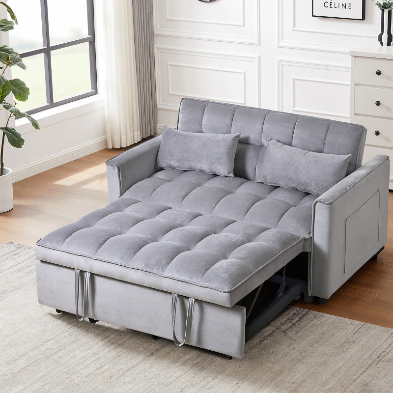 3-in-1 Convertible Sleeper Sofa | Black Velvet Pull Out Couch Bed