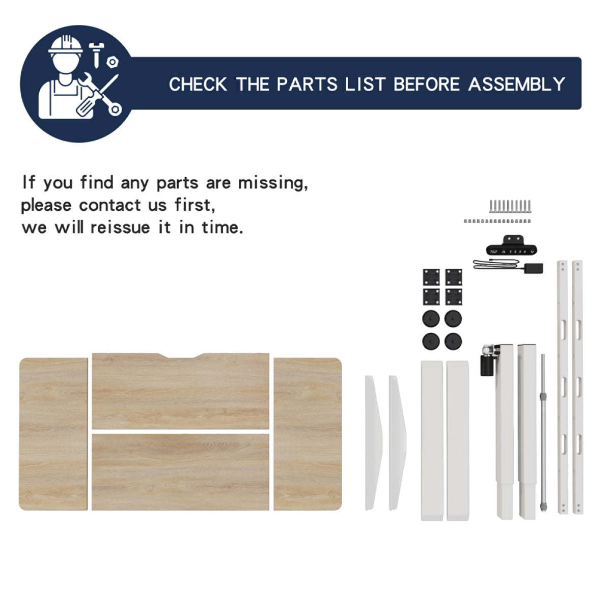 48" Electric Standing Desk Oak | Height Adjustable Office Table