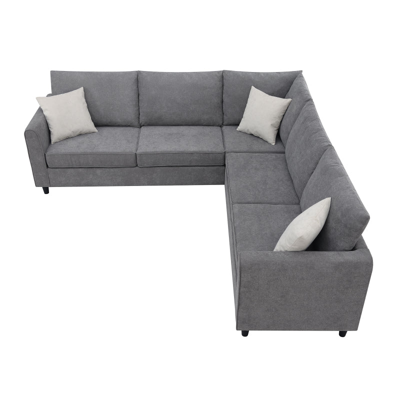 91" Modern L-Shape Sectional Sofa - Upholstered Couch with 3 Pillows