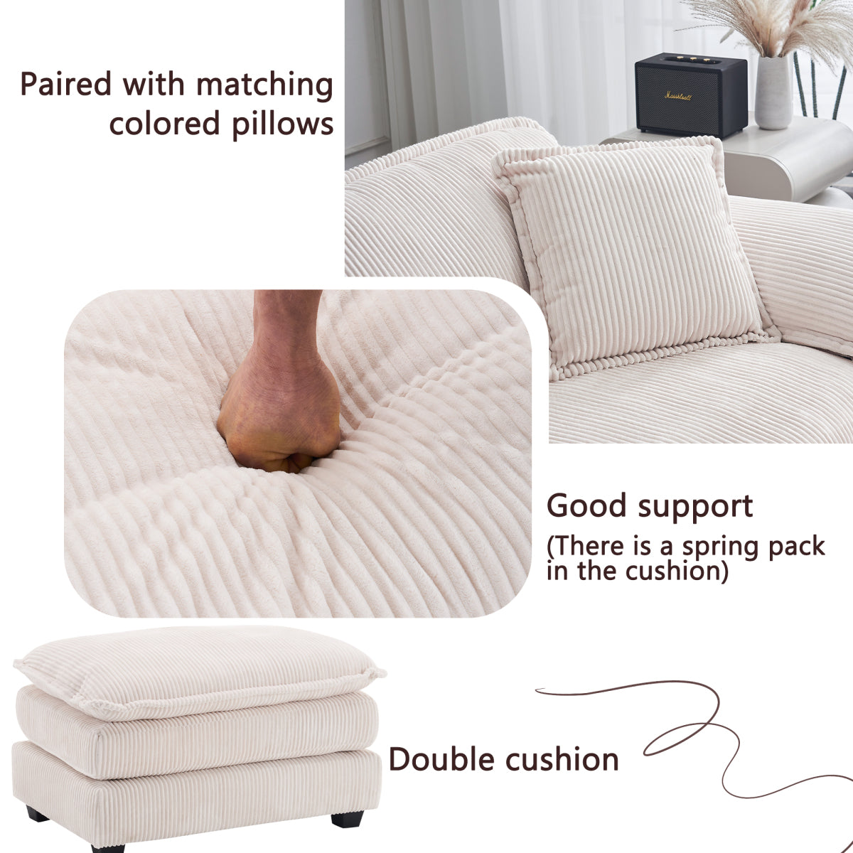 84.6'' Oversized Modular Combo Sofa with Ottoman