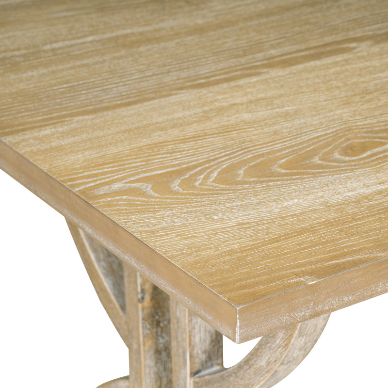 6-Piece Retro Dining Set - Table with 4 Chairs & Bench, Natural Wood