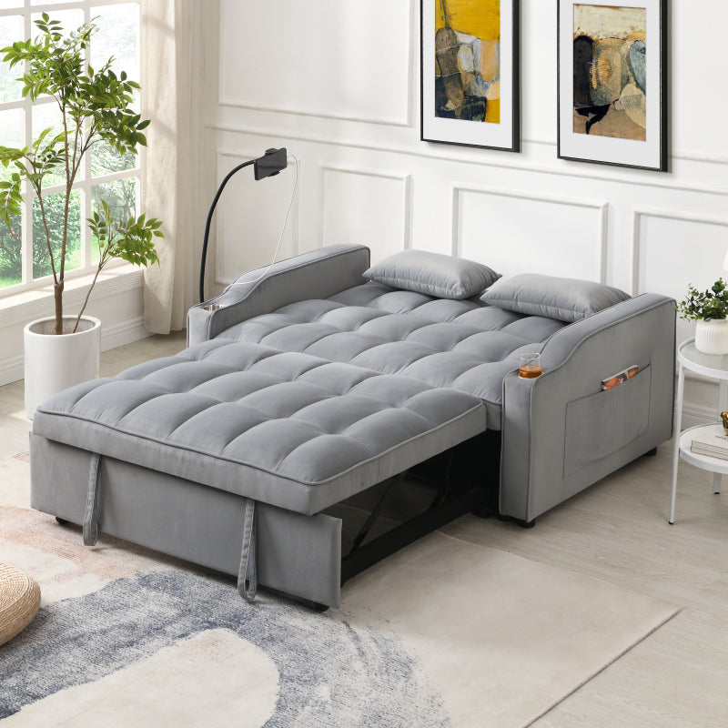 Modern Sofa Couch w/Pullout Bed,Small  with adjustable Reclining Backrest
