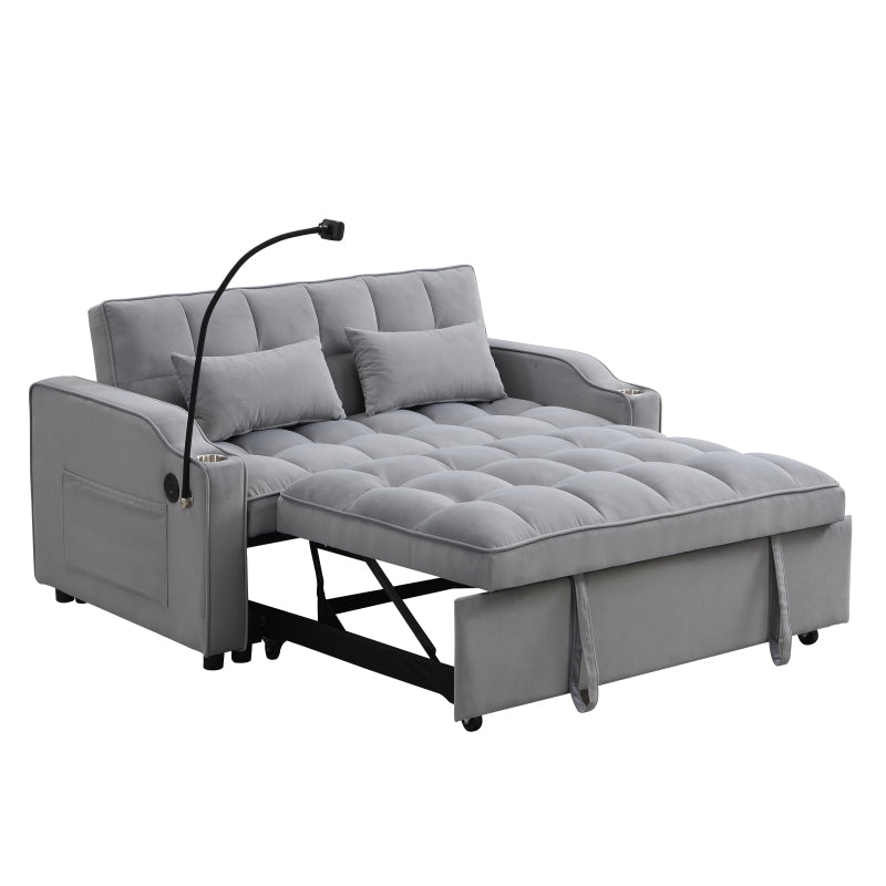 Modern Sofa Couch w/Pullout Bed,Small  with adjustable Reclining Backrest