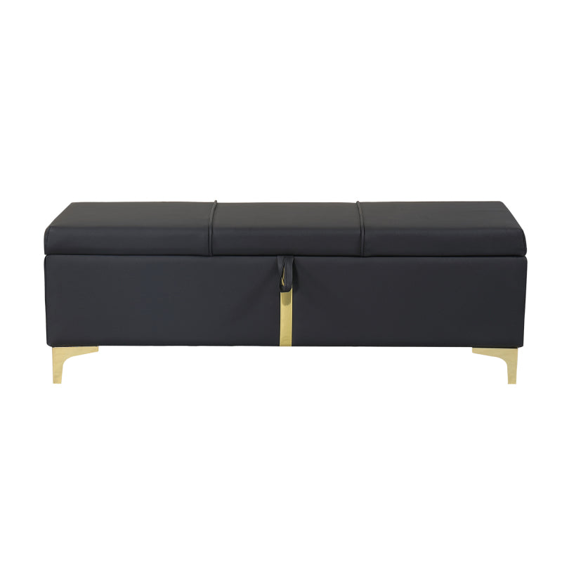 Black Queen 2-Pc Set: Upholstered Hydraulic Storage Bed & Ottoman