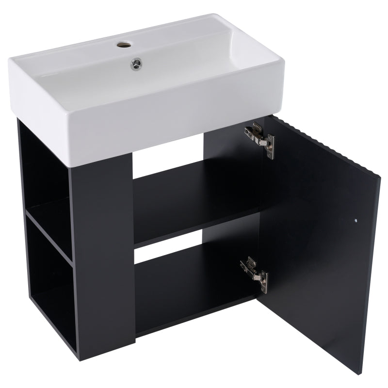 "21.6'' Floating Bathroom Vanity with Sink & Left Storage – Space-Saving Design