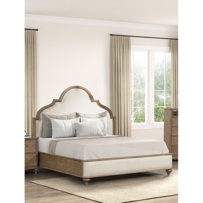 Rustic Oak 3-Piece Queen Bed Set | Solid Wood w/ Unique Legs & USB Ports