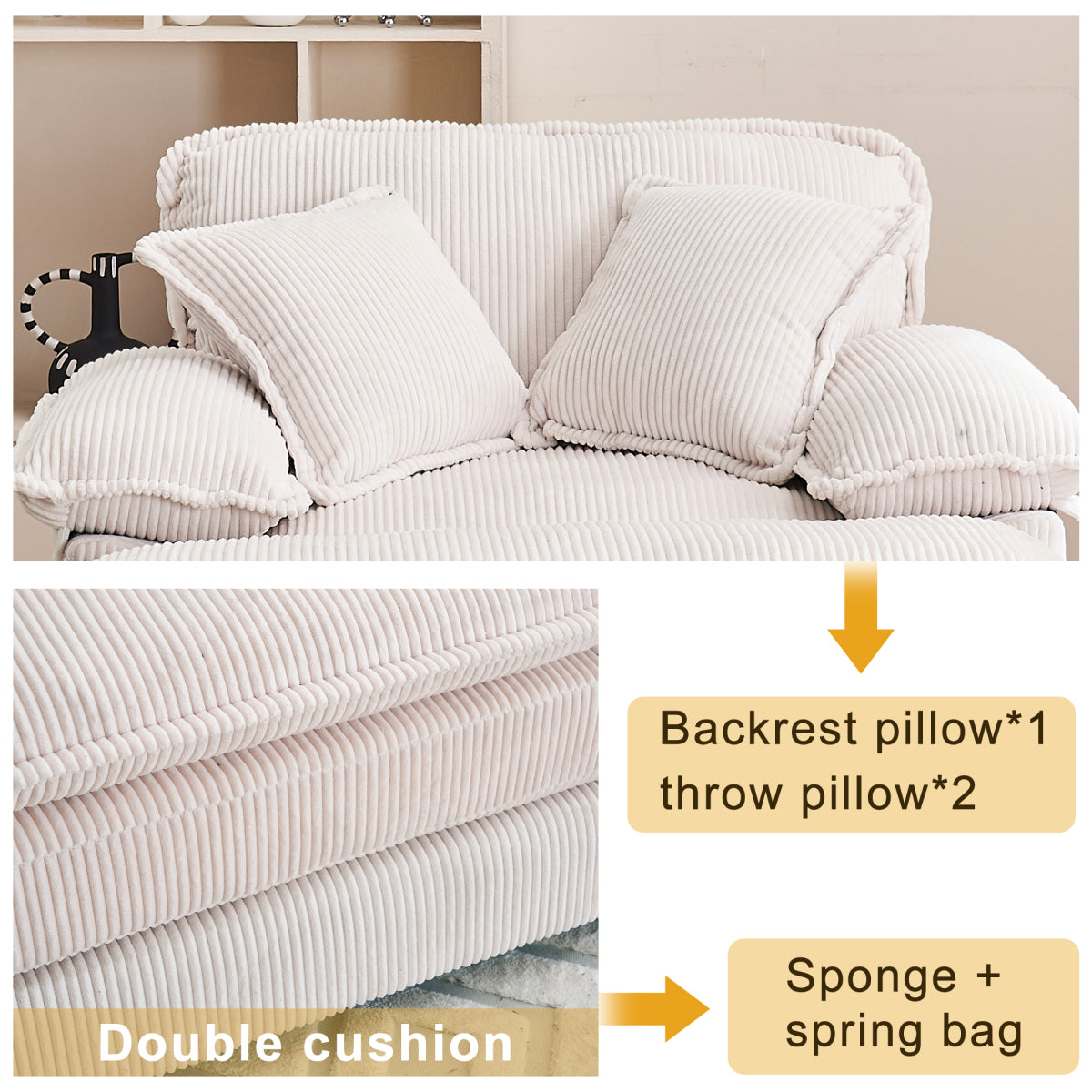 46.9'' Oversized Modular Combo Sofa with Ottoman