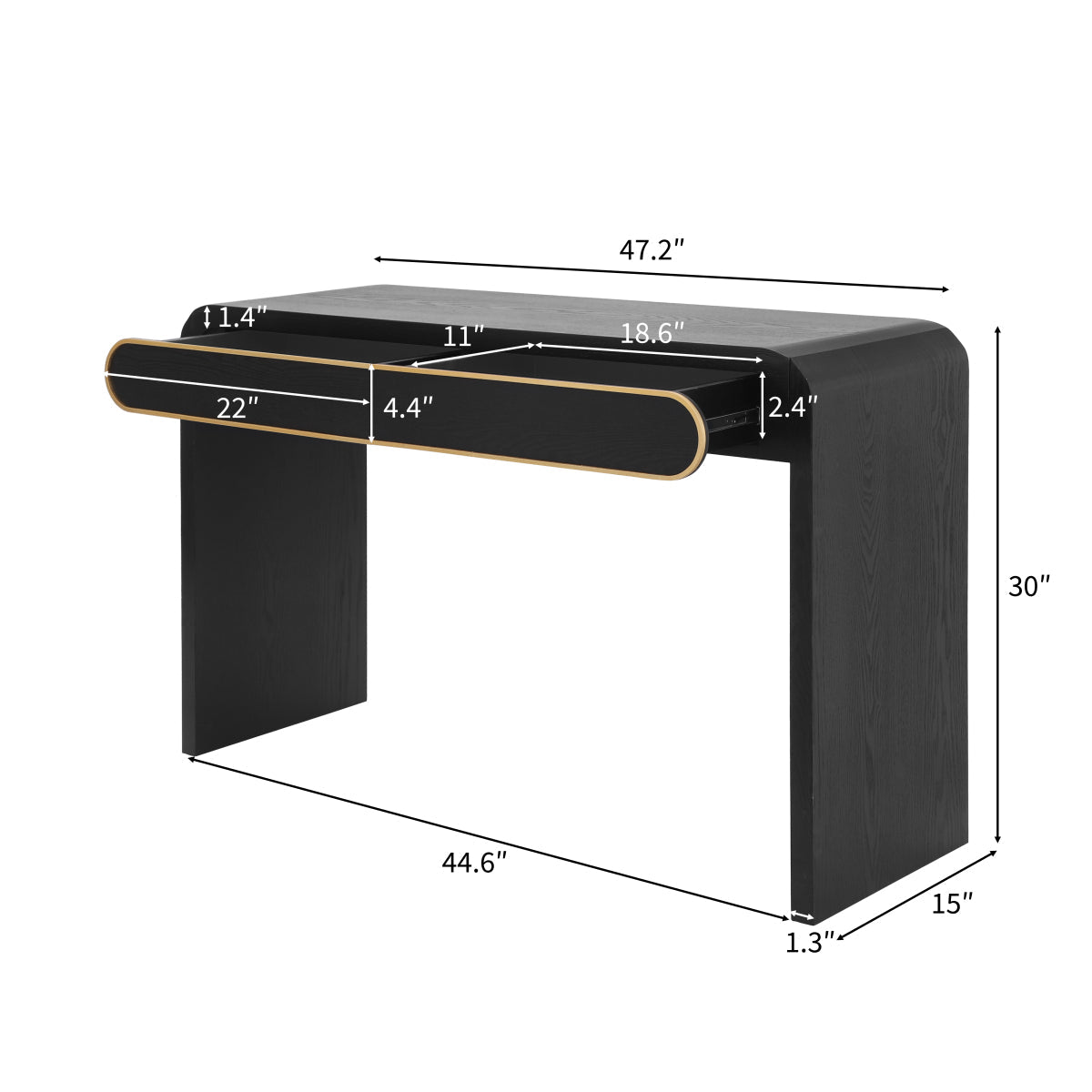 Black Narrow Console Table with Drawers | Entryway & Sofa Table