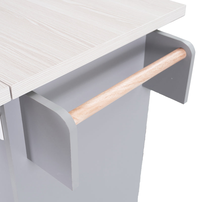 Kitchen Island with Tilt-Out Trash Bin & Drop Leaf, Rolling Storage Cart