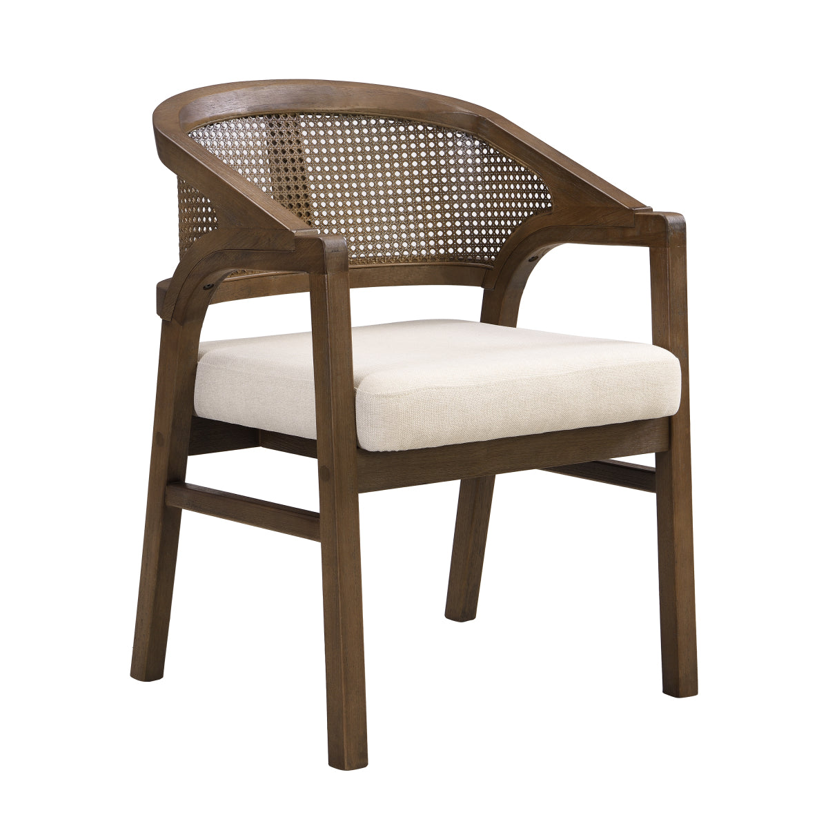Wooden Frame Dining Chair with rattan back,Frame color WALNUT,set of 2