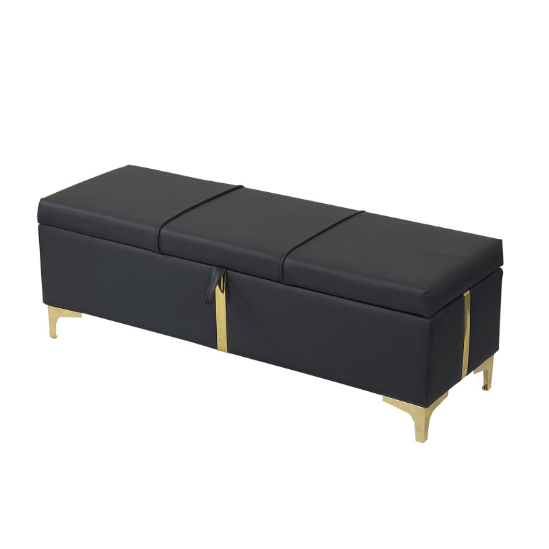 Black Queen 2-Pc Set: Upholstered Hydraulic Storage Bed & Ottoman