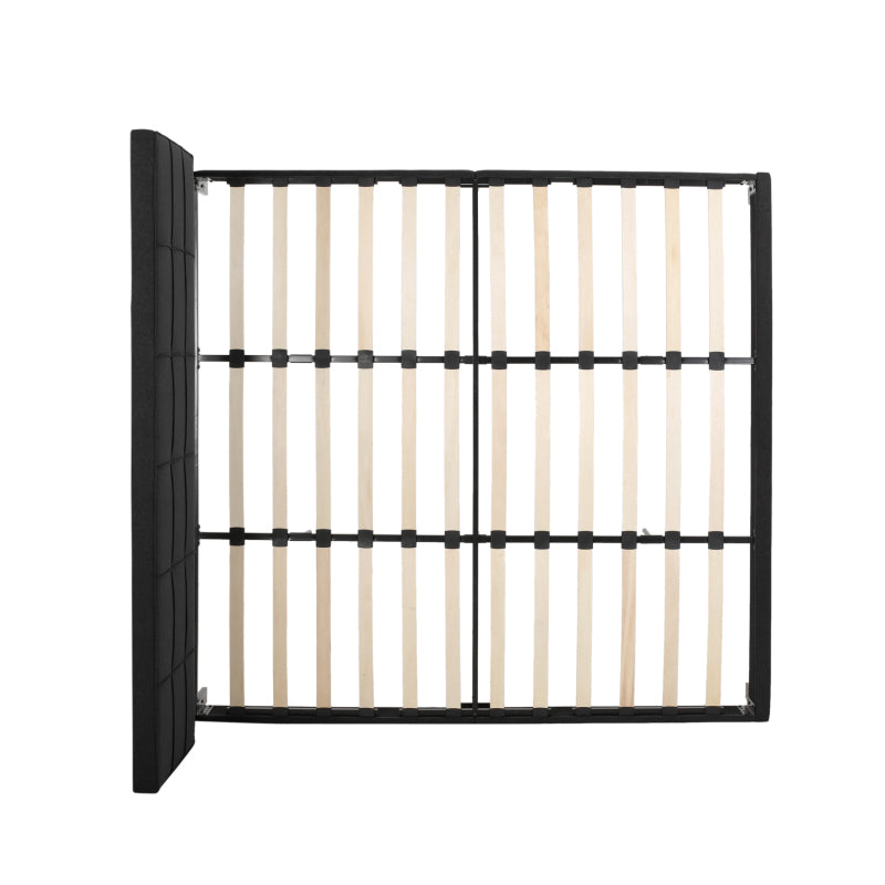 King-size Upholstered Platform Bed Frame with Contemporary Tufted Waffle Stitching, Easy Assembly, Black