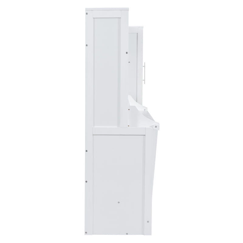 Murphy Bed with Closet & Drawers – Queen Size, White