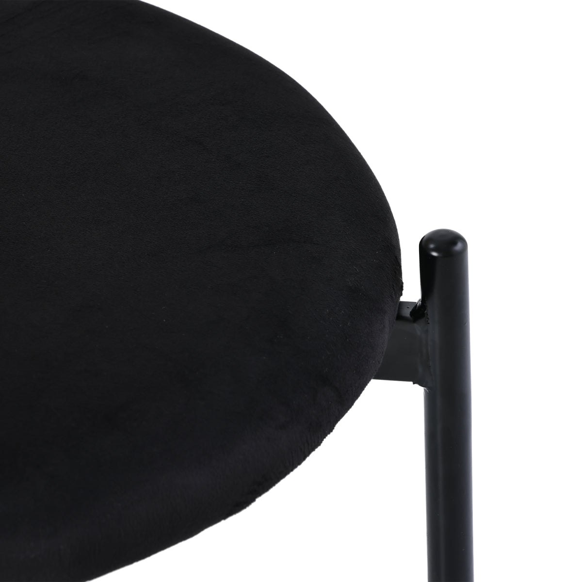 Set of 4 Velvet Dining Chairs with Rattan Backrest | Black