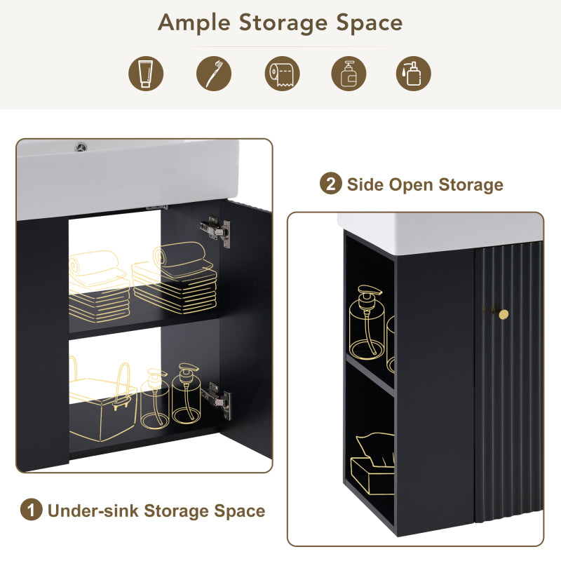 "21.6'' Floating Bathroom Vanity with Sink & Left Storage – Space-Saving Design