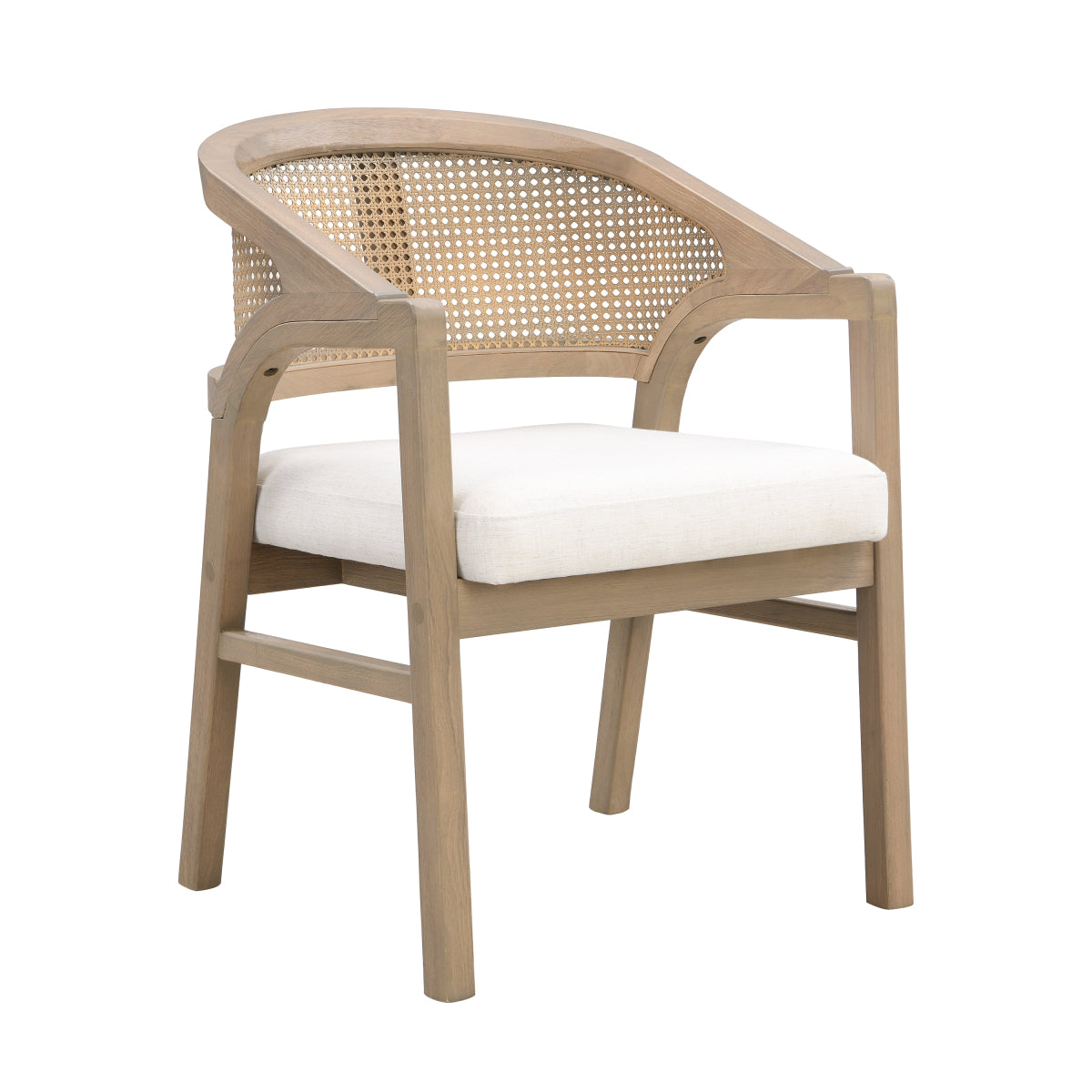 Set of 2 Wooden Dining Chairs | Light Ash Frame & Rattan Back