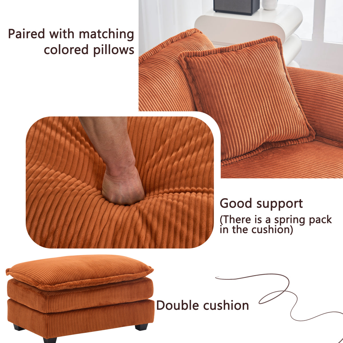 84.6'' Oversized Modular Combo Sofa with Ottoman