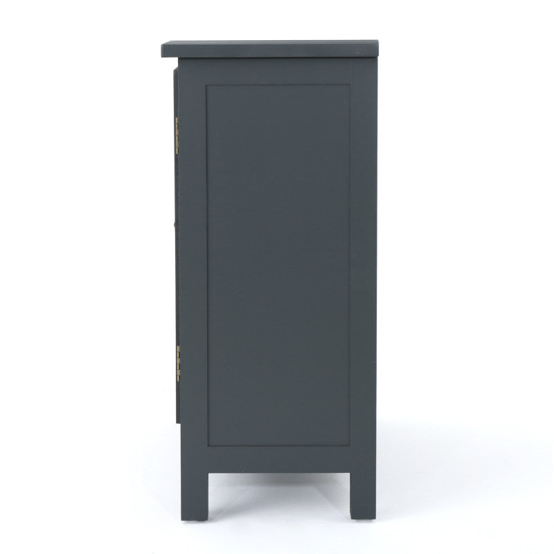 Charcoal Grey Firwood Cabinet: Mirror Finish, Double Doors