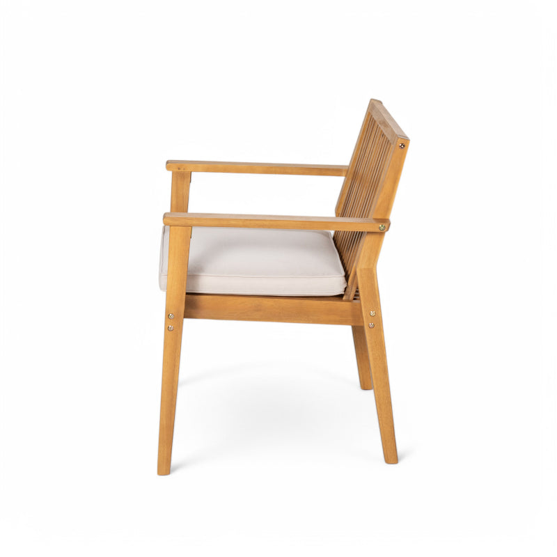 5-Piece Patio Furniture Set - Acacia Wood Table with 4 Cushioned Chairs