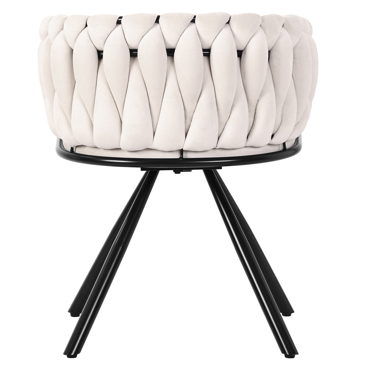 Set of 2 Beige Velvet Swivel Dining Chairs | 360° Tufted