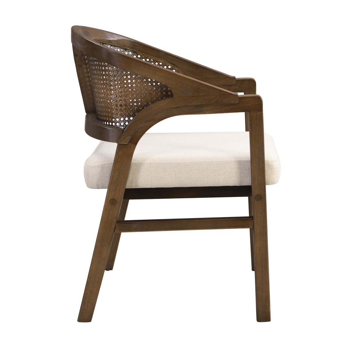 Wooden Frame Dining Chair with rattan back,Frame color WALNUT,set of 2