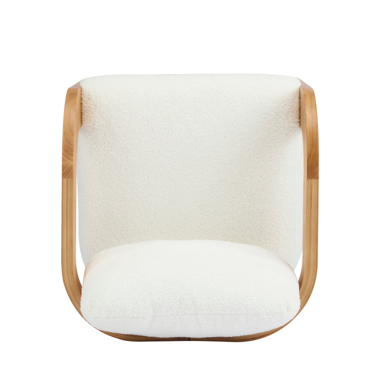 2-Pack Dining Chairs - White Boucle Fabric with Wood Frame