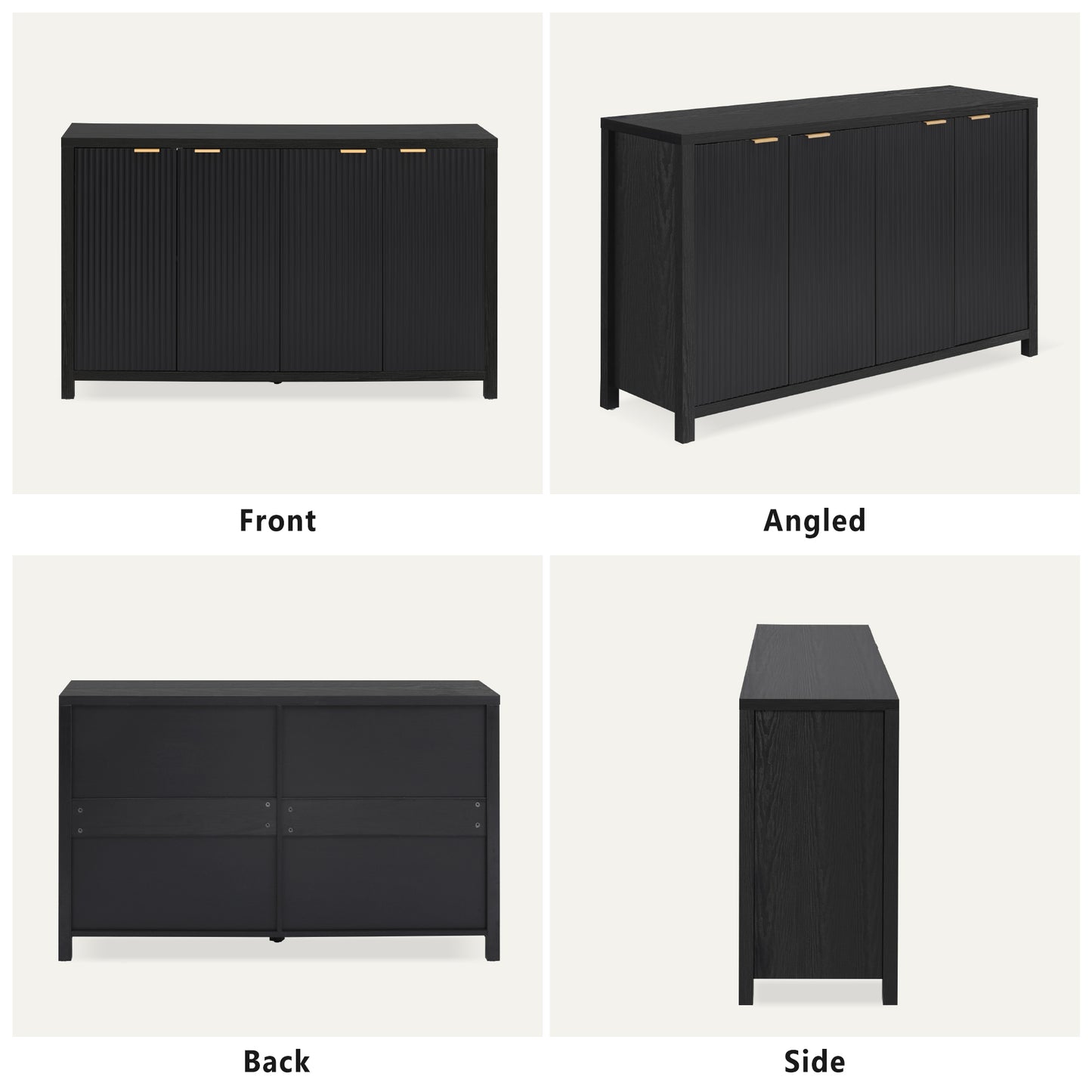 Farmhouse Fluted Sideboard – Buffet Cabinet with Storage