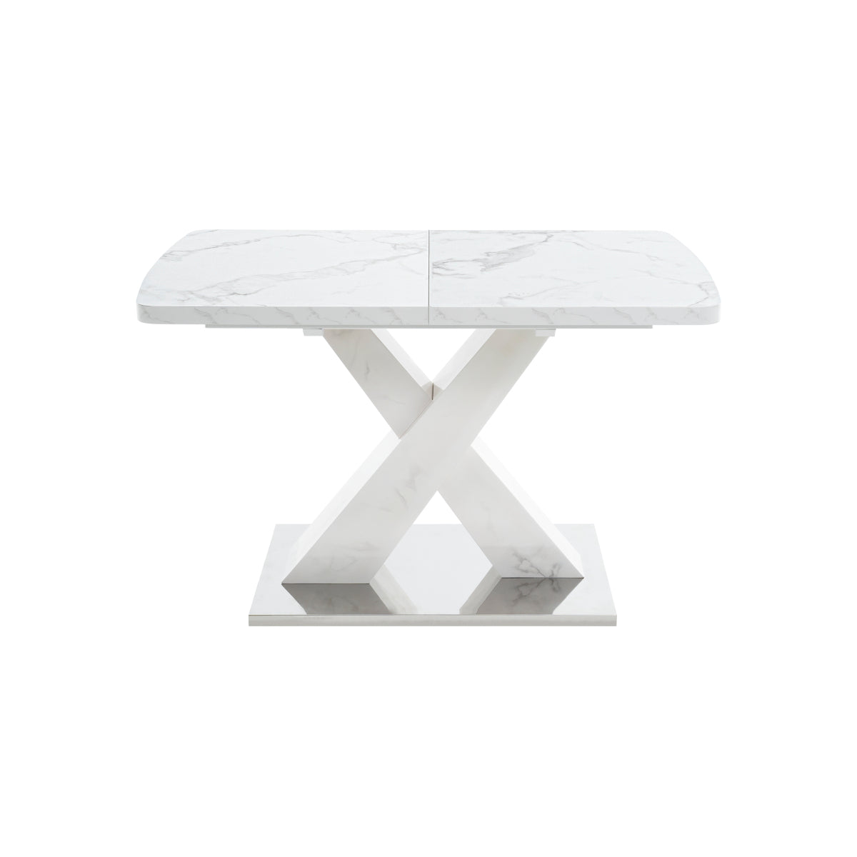 Modern Extendable Dining Table (47"-63") | Marble Top, X-Base