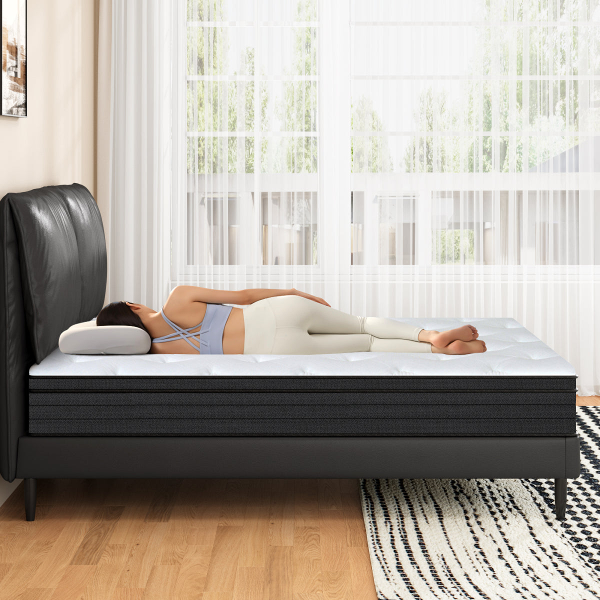 Twin Size 10 Inch Hybrid Mattress | Individual Pocket Coils | Medium Firm Comfort