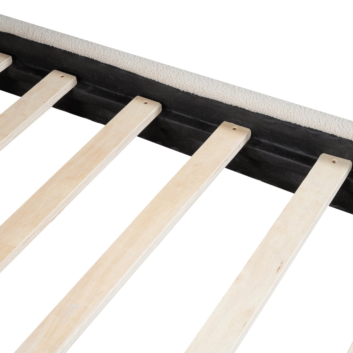 Queen Teddy Fleece Upholstered Bed: Modern Curved Platform Bed in Beige