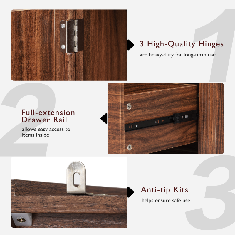 Farmhouse Pantry Cabinet with Drawers & Embossed Doors