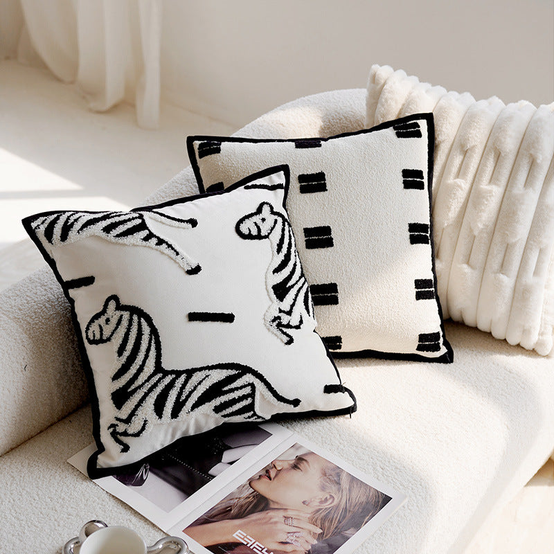 Retro Pony Embroidered Pillow Cover – Nordic Luxury Sofa Cushion – No Insert