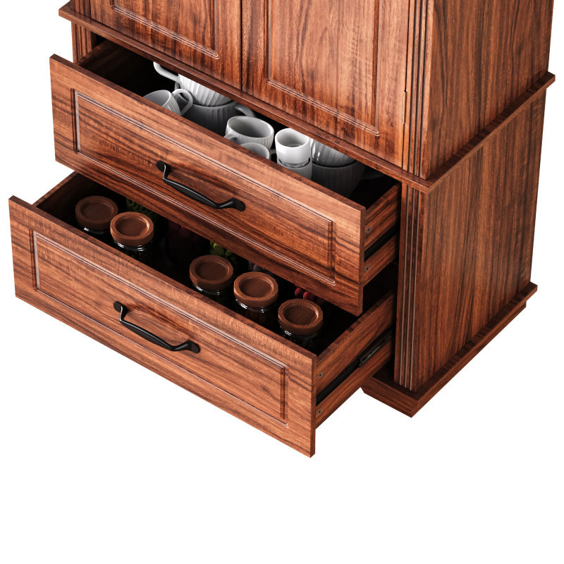 Farmhouse Pantry Cabinet with Drawers & Embossed Doors