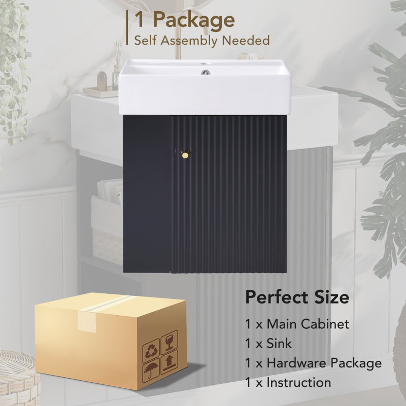 "21.6'' Floating Bathroom Vanity with Sink & Left Storage – Space-Saving Design