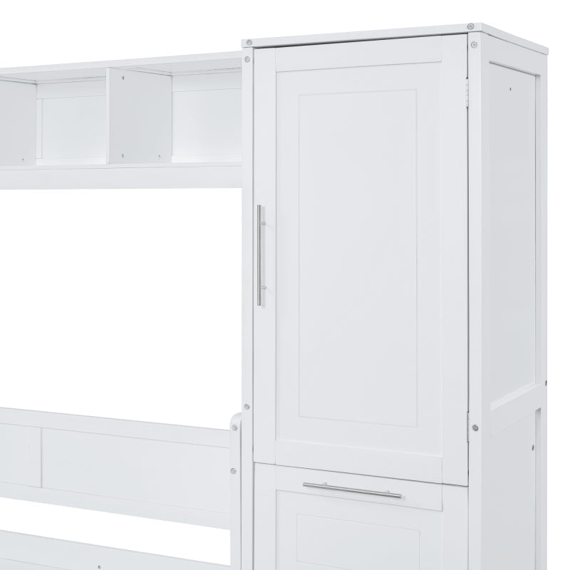 Murphy Bed with Closet & Drawers – Queen Size, White