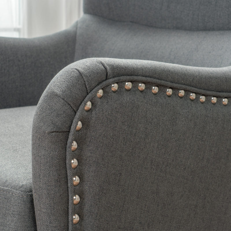 Hi-Back Studded Arm Chair: Elegant Seating for Living Room & Study
