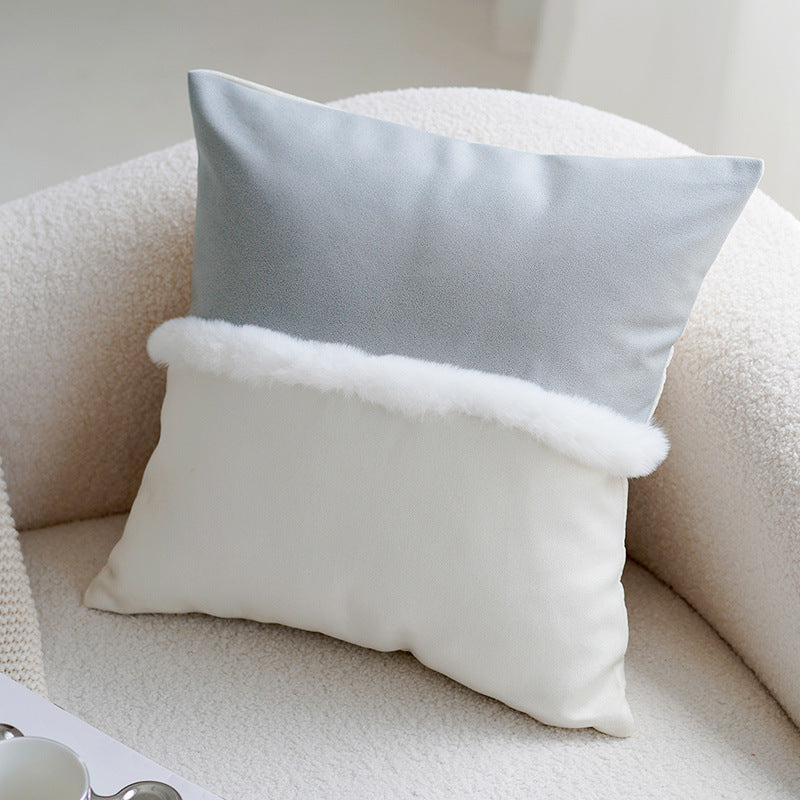 Cream & Gray Patchwork Pillow Cover – Nordic Modern Luxury Cushion – No Insert