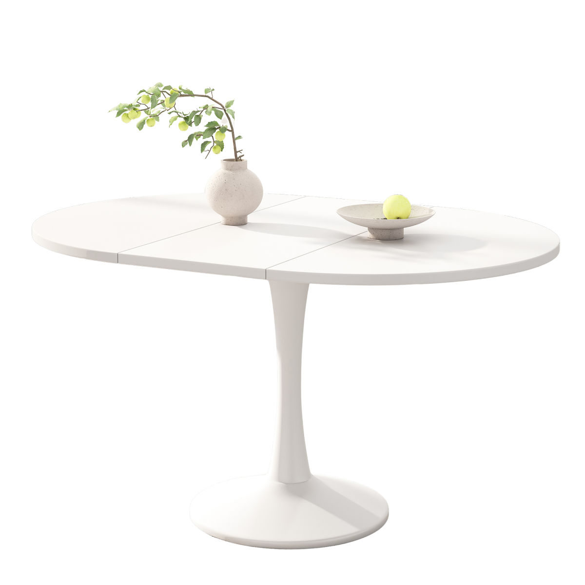 Modern White Extendable Round Dining Table for 4-6 People