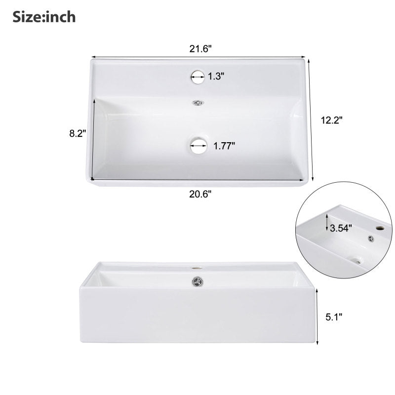 "21.6'' Floating Bathroom Vanity with Sink & Left Storage – Space-Saving Design