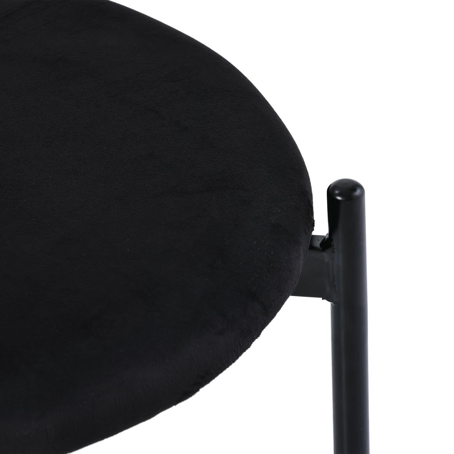 Set of 4 Velvet Dining Chairs with Rattan Backrest | Black