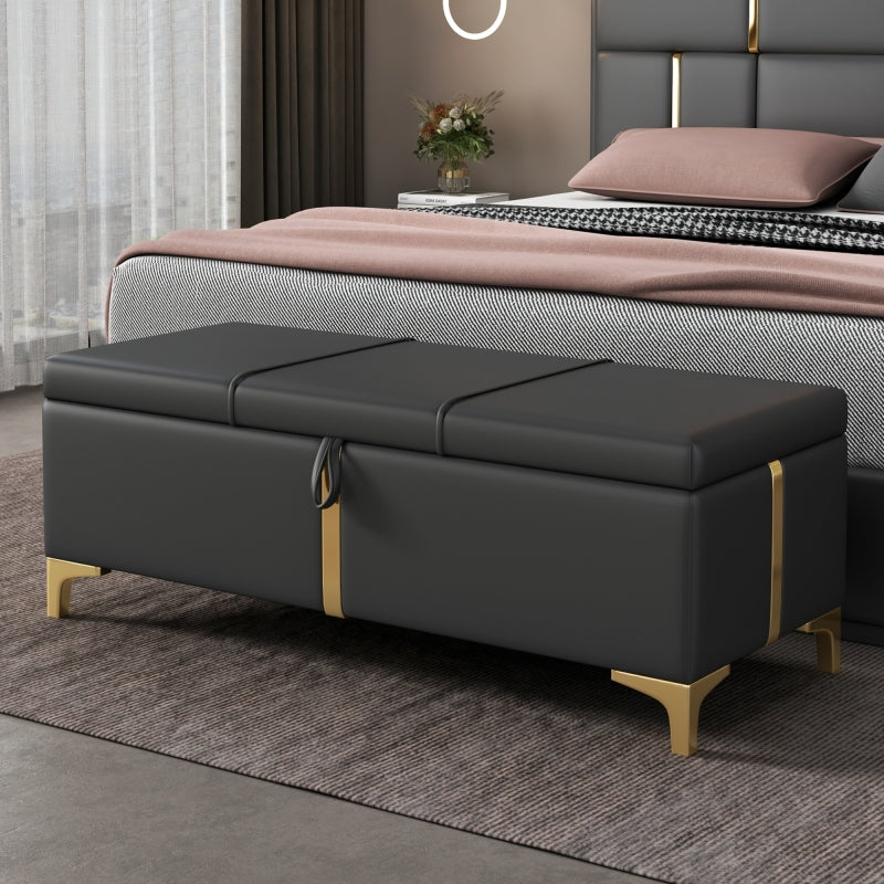 Black Queen 2-Pc Set: Upholstered Hydraulic Storage Bed & Ottoman