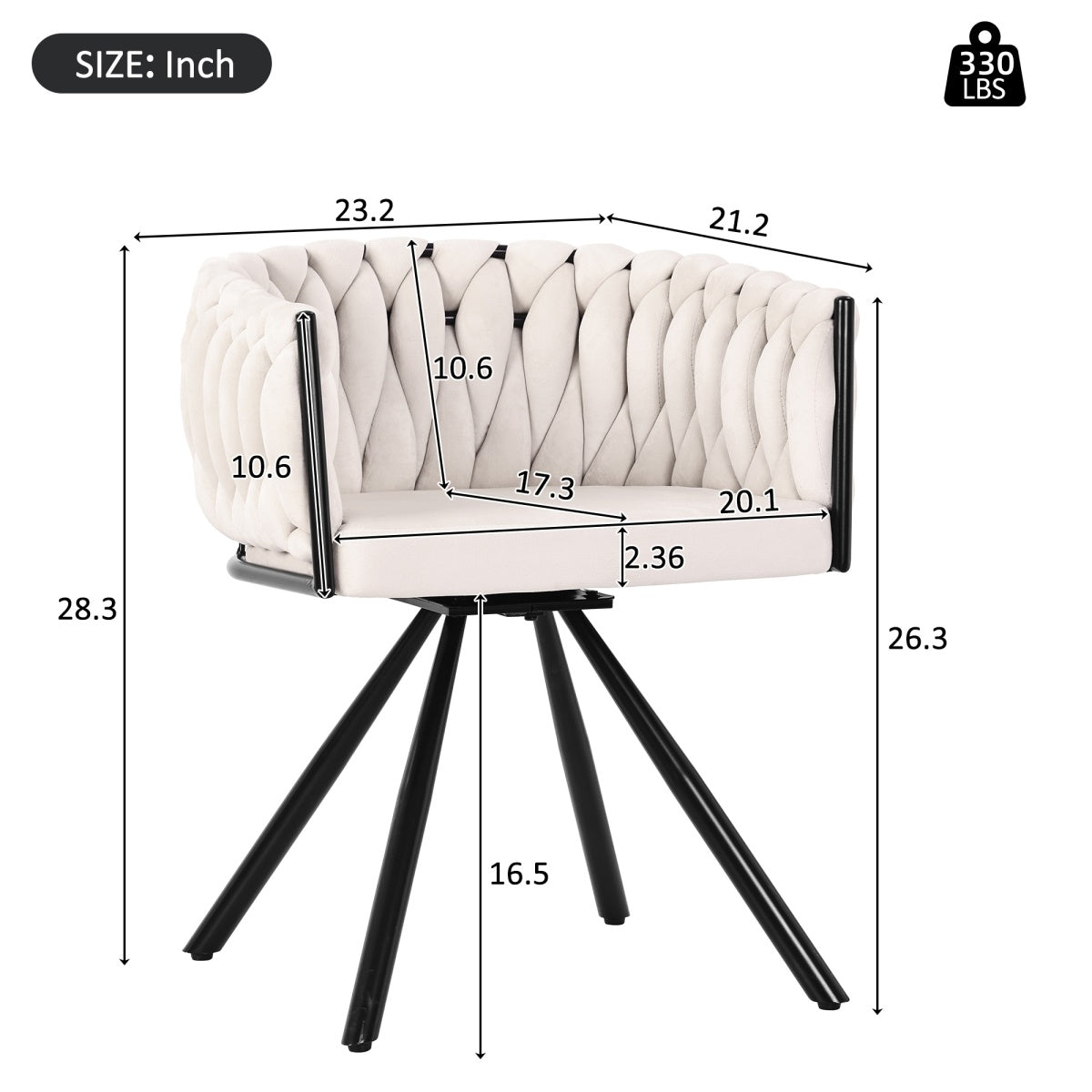 Set of 2 Beige Velvet Swivel Dining Chairs | 360° Tufted