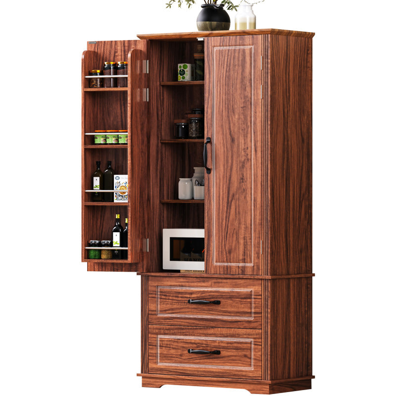 Farmhouse Pantry Cabinet with Drawers & Embossed Doors
