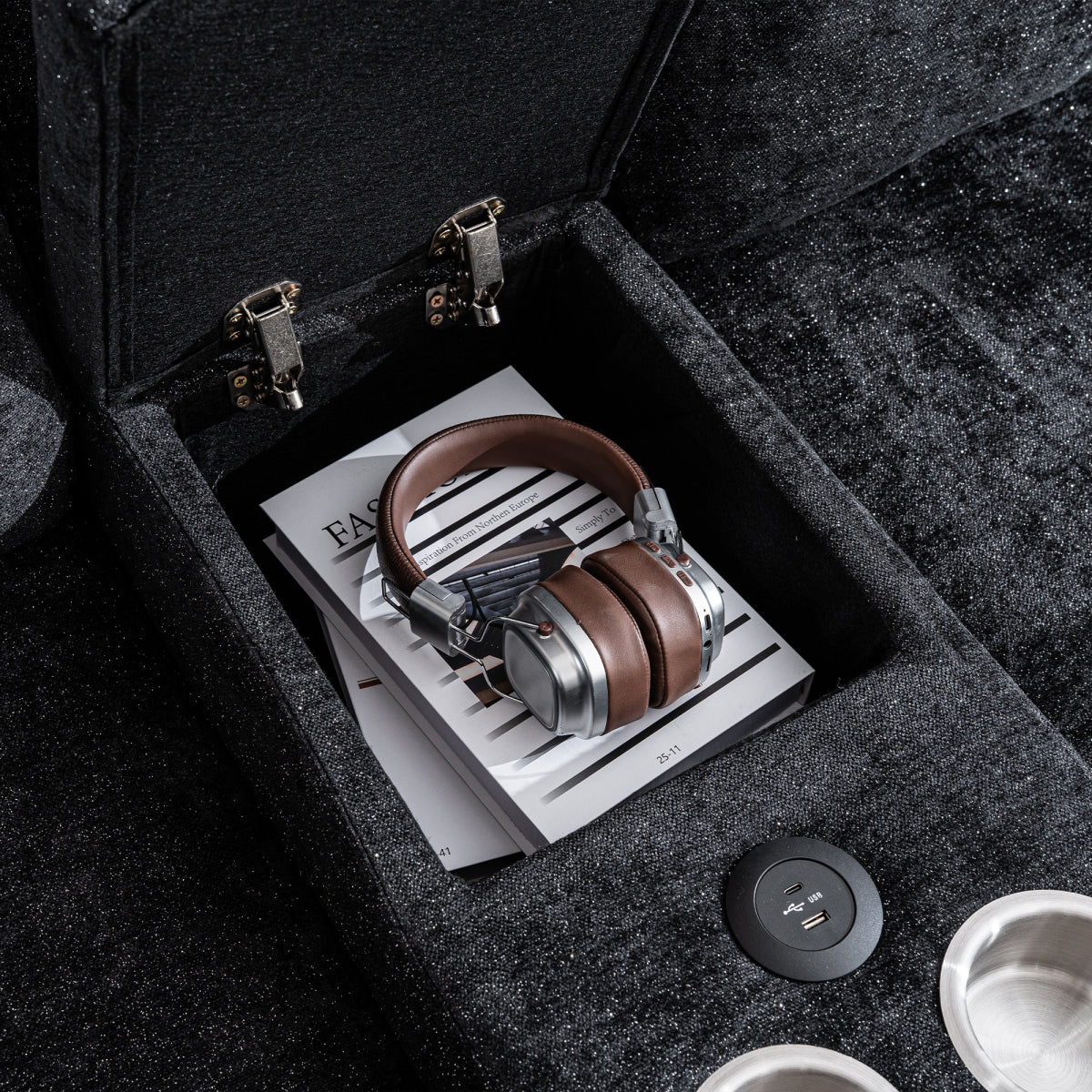 125.9" U-Shaped Modular Chenille Sofa: Cloud Sectional with Power Recliner, USB & Ottoman