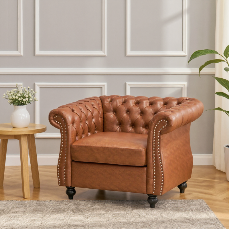 Modern Comfy Arm Chair: Tufted Back for Living Room & Study