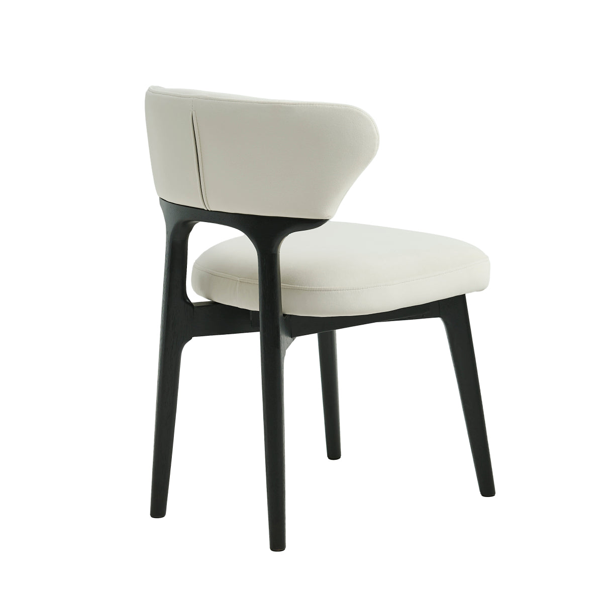 Set of 2 Solid Wood Dining Chairs | Black Upholstered, Curved Back