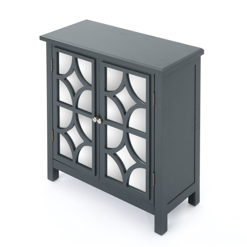 Charcoal Grey Firwood Cabinet: Mirror Finish, Double Doors
