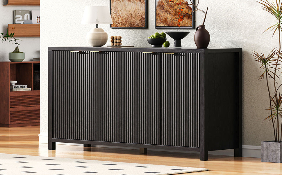 Farmhouse Fluted Sideboard – Buffet Cabinet with Storage