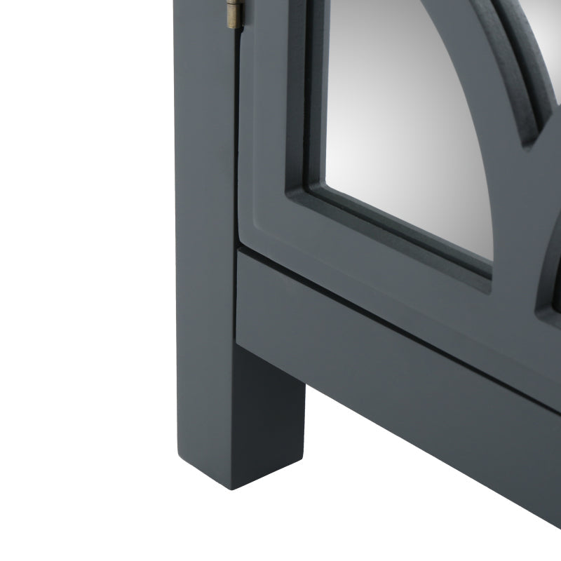 Charcoal Grey Firwood Cabinet: Mirror Finish, Double Doors